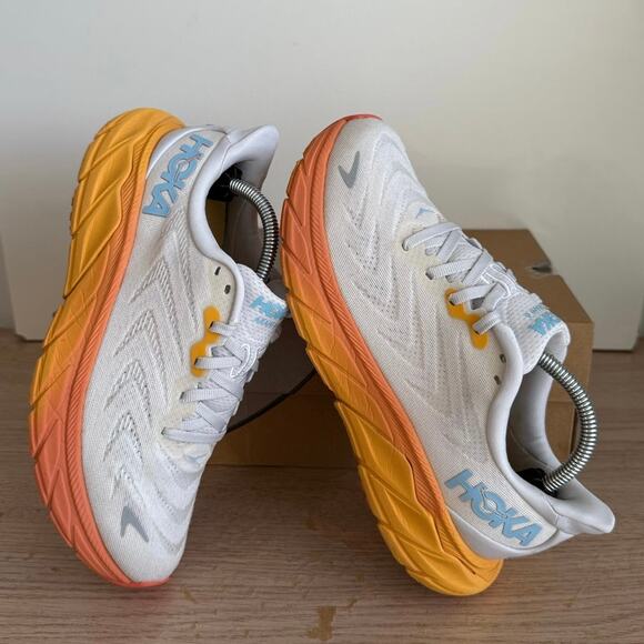 Hoka One One Arahi 6 Sunset Orange/White Women Running Sneakers- SZ 6.5 B - Picture 7 of 13